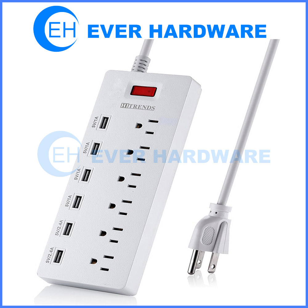 for iPhone iPad Tablet PC Home Office Travel White SUPERDANNY Mountable Surge Protector Power Strip with USB 5 Outlets 3 USB Ports 5ft Extension Cord with A Hook & Loop Fastener 
