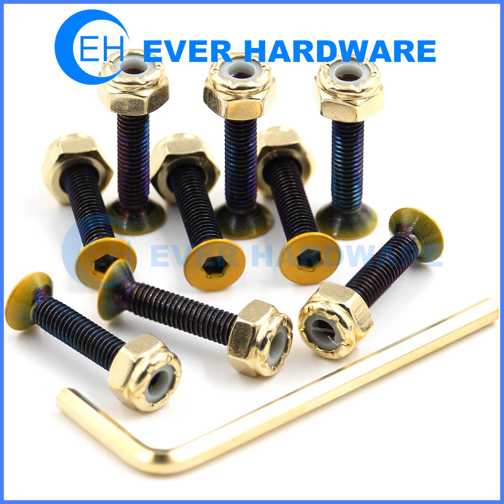 Streetboard Bearing Hardware Nuts Bolts Longboard Mounting Fasteners 9PCS Set Deck Screws Hex Key Skate Parts Outfits Color Longboard Cruiser