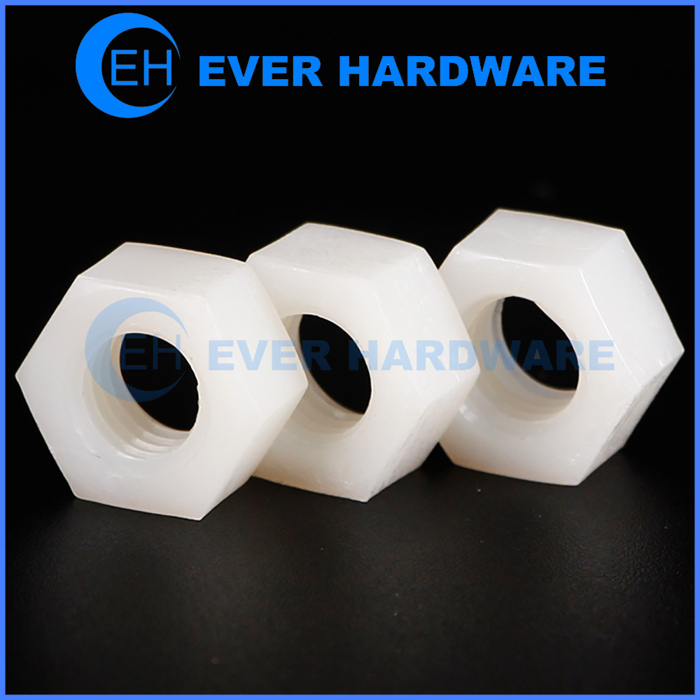 Nylon Hex Nuts Metric Hexagonal Plastic Off-White Right Hand Thread Fastener Plastic