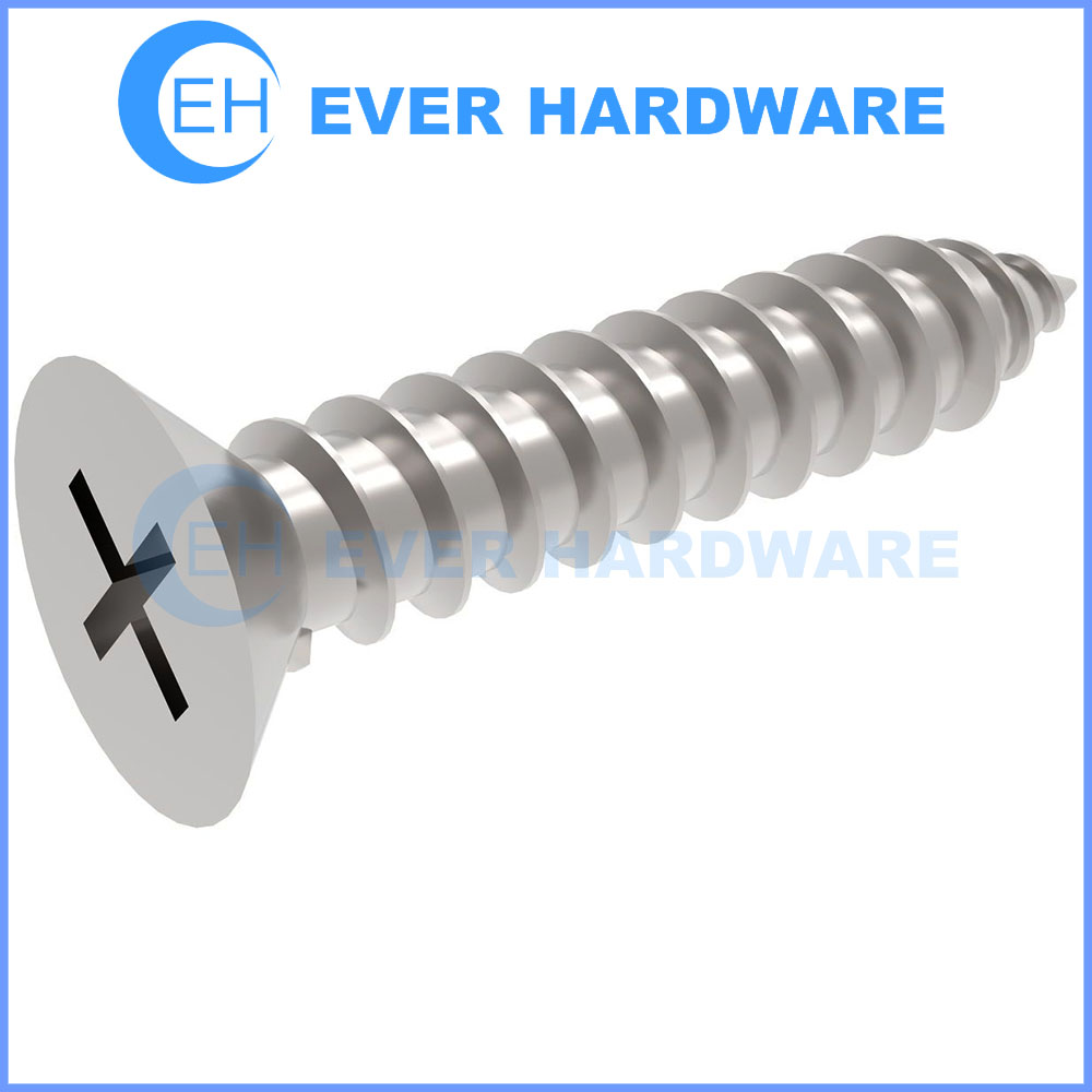 Metric Full Thread Flat Phillips Drive M4.8 X 100mm 400 pcs A2 Stainless Steel Self-Tapping Sheet Metal Screws DIN 7982 / ISO 7050